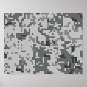 Urban Grey Pixel Camo pattern Poster