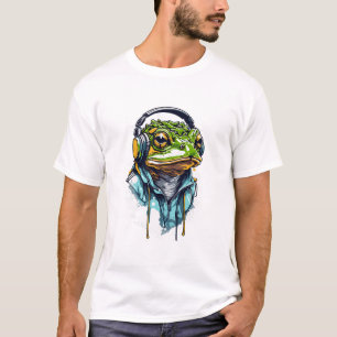 Urban Groove: Colourful Frog with Headphones T-Shirt