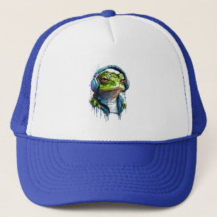Urban Groove: Colourful Frog with Headphones Trucker Hat