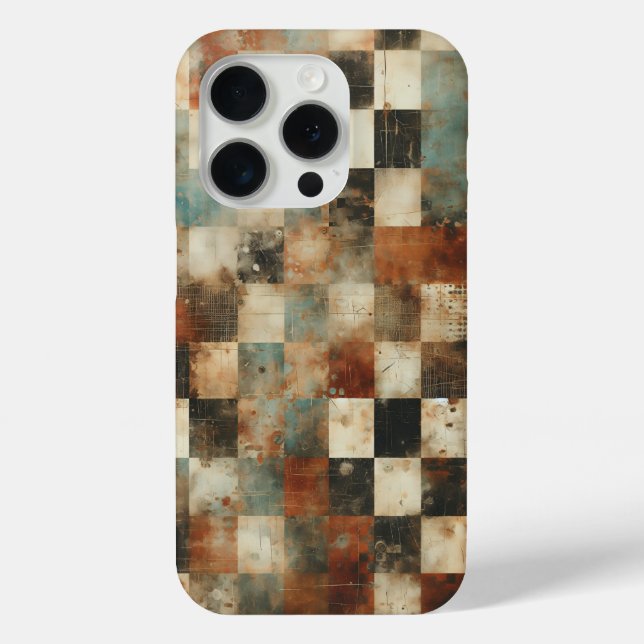 Urban Grunge Chequerboard Phone Case - Artistic  (Back)