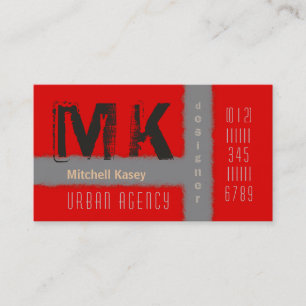 Urban Grunge Design Red & Grey Business Card