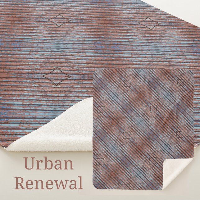 Urban Grunge Mottled Blue Red Stripes Sherpa Blanket (Creator Uploaded)