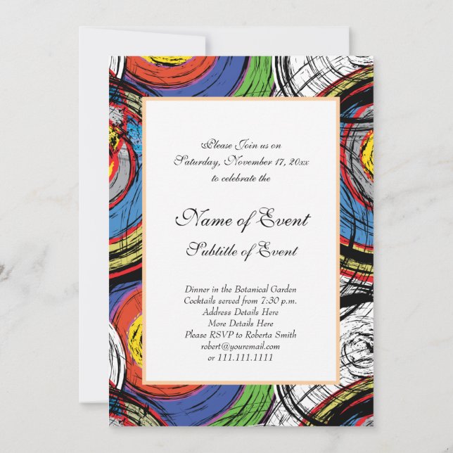 Urban Grunge Swirl Modern Pattern Invitation (Back)