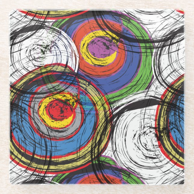 Urban Grunge Swirls Glass Coaster (Front)