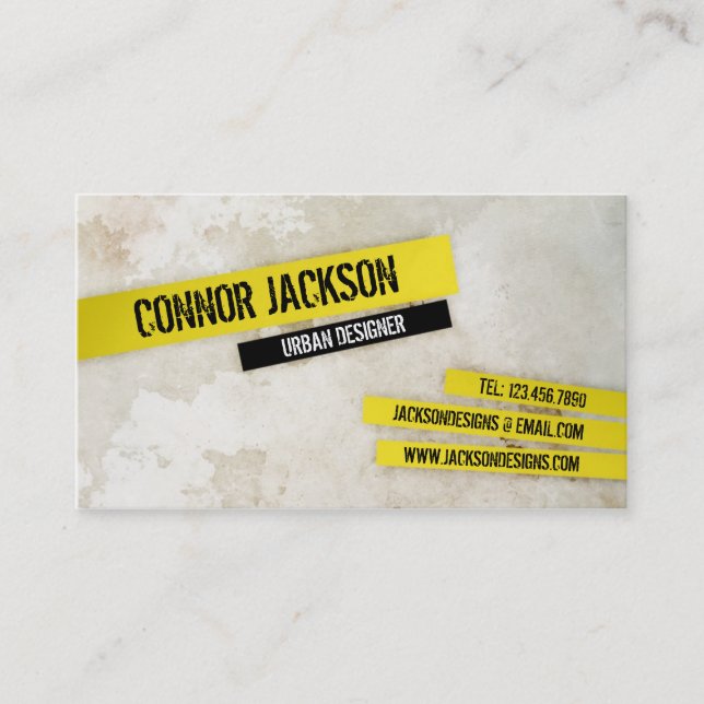 Urban Grunge with Highlights - Yellow Business Card (Front)