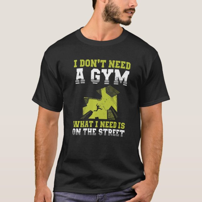 Urban Gymnast Wall Running Design for Traceur Park T-Shirt (Front)