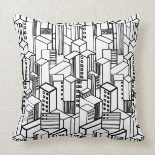 Urban hand drawn pattern cushion