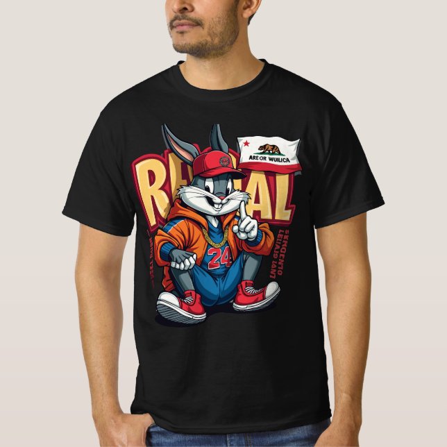 Urban Hare Vibes – Streetwise Bunny in Cali Style T-Shirt (Front)