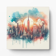 "Urban Harmony: A Cityscape in Watercolour"