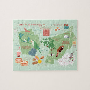 Urban Hiking Map of Brooklyn New York Jigsaw Puzzle