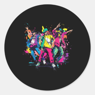 Urban Hip Hop Dancing Novelty Graffiti Graphic Classic Round Sticker