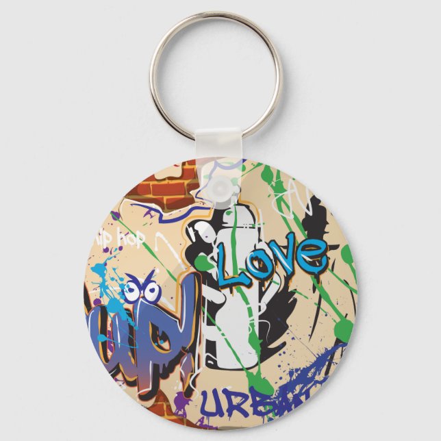 Urban Hip Hop Graffiti Wall. Key Ring (Front)