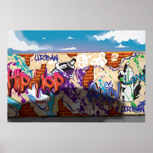 Urban Hip Hop Graffiti Wall. Poster