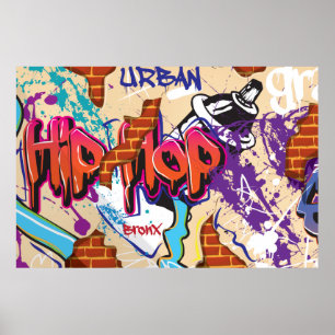 Urban Hip Hop Graffiti Wall. Poster