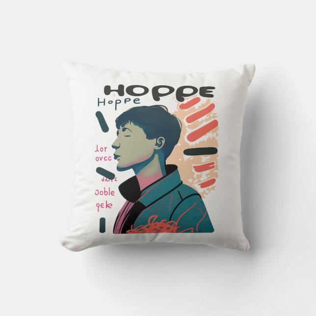 Urban Hope - Abstract Portrait Illustration Cushion (Front)