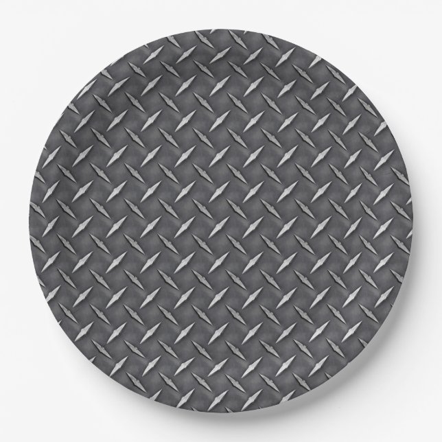 Urban Industrial Metallic Texture Print Paper Plate (Front)