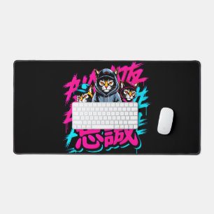 Urban Japanese Cat Crew - For Gaming & Office Desk Mat