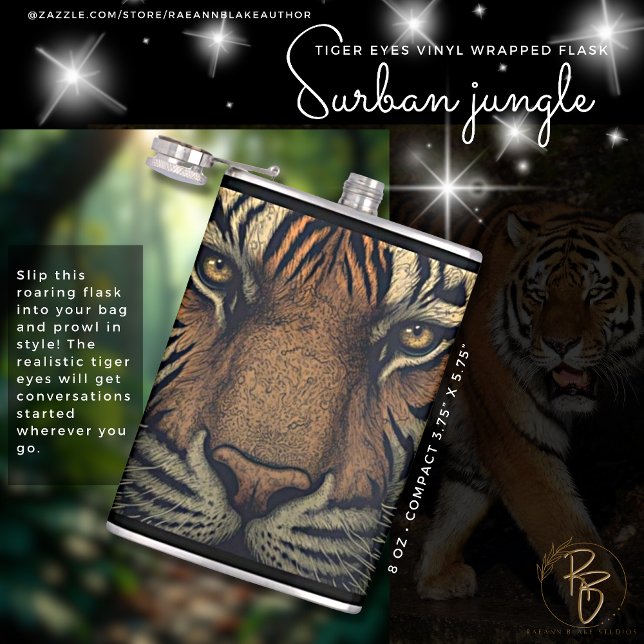 Urban Jungle Tiger Eyes Vinyl Wrapped Flask (Creator Uploaded)