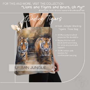 Urban Jungle Wading Tigers Tote Bag