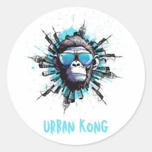Urban Kong – Cool Gorilla with Sunglasses Street A Classic Round Sticker