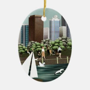 Urban landscape ceramic ornament