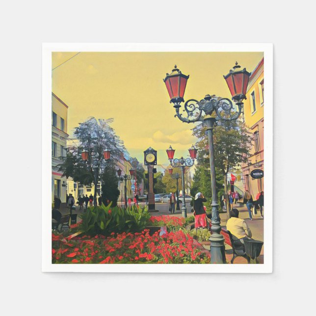 Urban Landscape Colourful Paper Napkin (Front)
