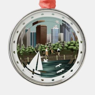 Urban landscape metal ornament