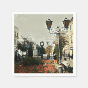 Urban Landscape Painting Paper Napkin