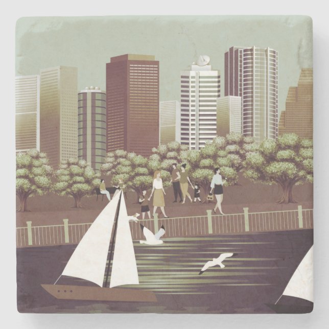 Urban landscape stone coaster (Front)