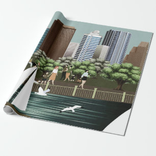 Urban landscape wrapping paper