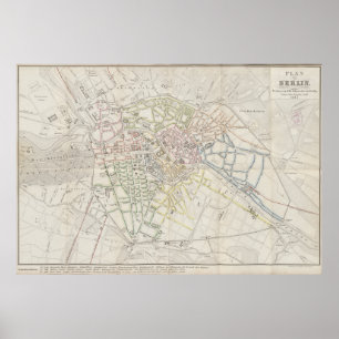 Urban Layout Plan of Berlin from 1847, German Map Poster
