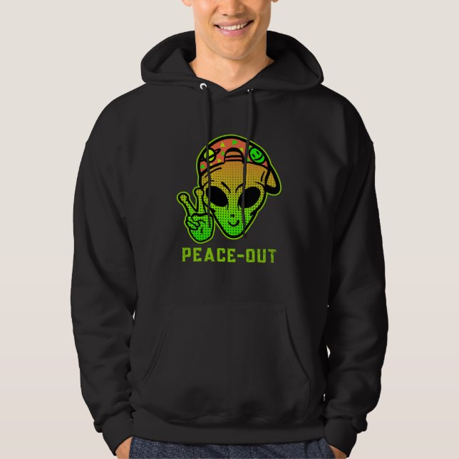 Urban Legend Alien Streetwear PEACE OUT Hoodie (Front)