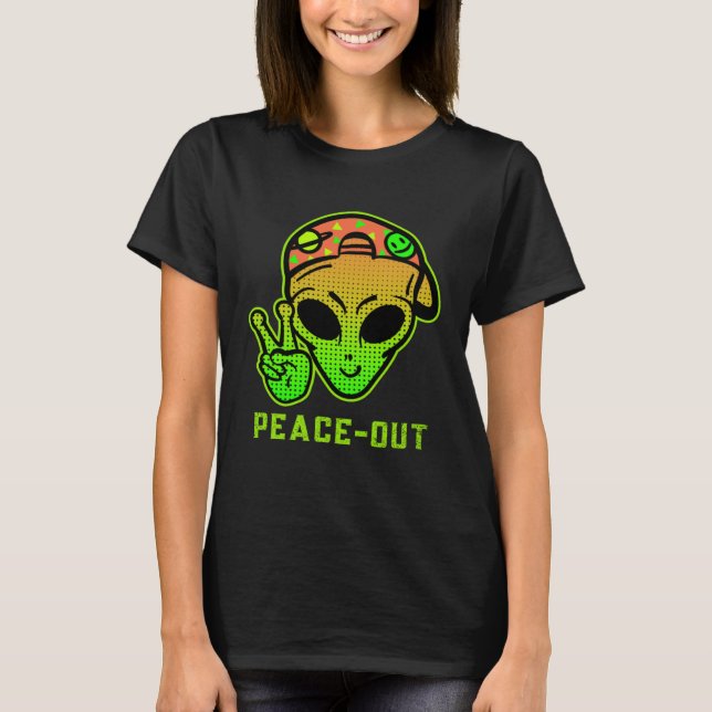 Urban Legend Alien Streetwear PEACE OUT T-Shirt (Front)