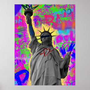 Urban Liberty Collage: Modern Artistic Poster
