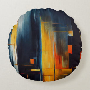 Urban Lights Abstract Geometry Round Cushion