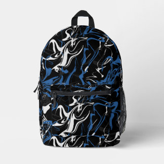 Urban Marble in Blue and Black Printed Backpack