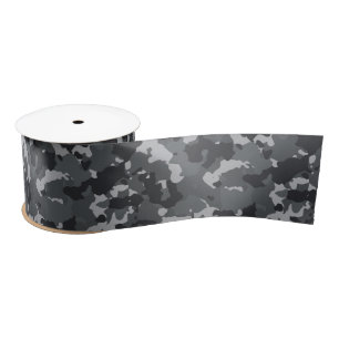 Urban Military Camouflage Camo Black Grey Satin Ribbon
