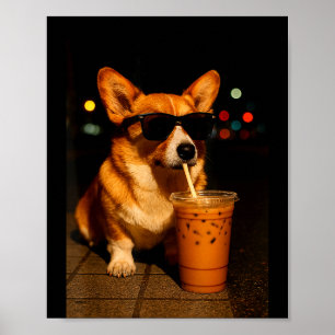Urban milk coffee nightlife corgi dog dad mum boy poster
