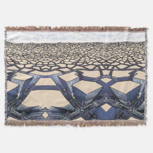 Urban Mirage: Concrete Canyons on Barren Lands Throw Blanket