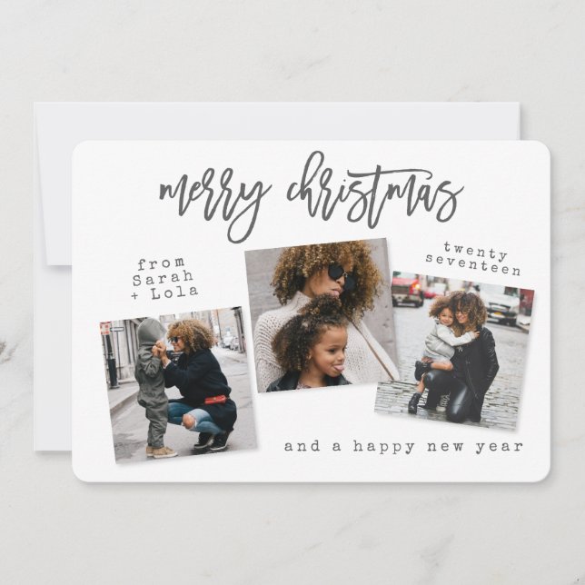 URBAN MODERN MERRY CHRISTMAS(rose gold) Holiday Card (Front)
