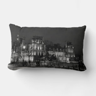 Urban, modern Parisian night life photo Lumbar Cushion