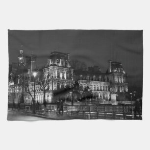 Urban, modern Parisian night life photo Tea Towel