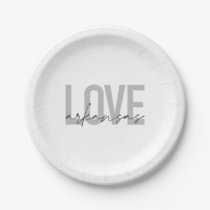 Urban, modern, simple, cool design Love Arkansas Paper Plate