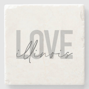 Urban, modern, simple, cool design Love Illinois Stone Coaster