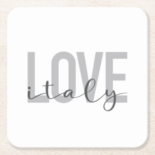 Urban, modern, simple, cool design Love Italy Square Paper Coaster