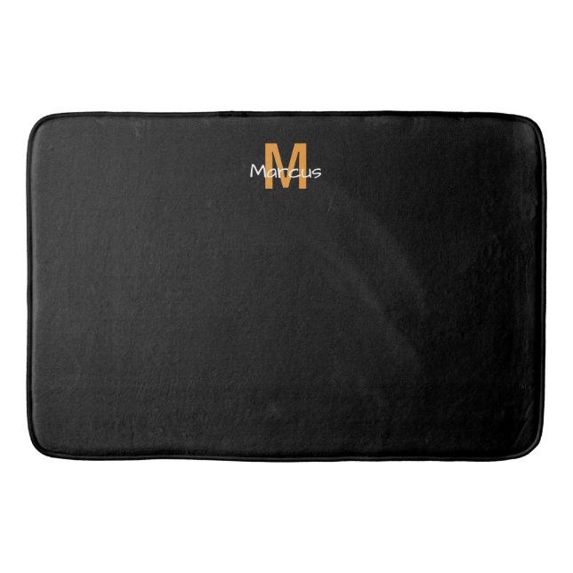 Urban Monogrammed Black Chic Bath Mat (Front)