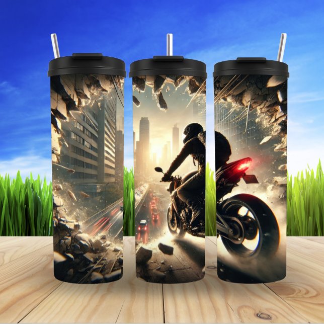 Urban Motorbike Adventure Freedom and Speed Thermal Tumbler (Creator Uploaded)