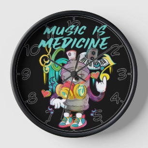 Urban Music is Medicine Graffiti Clock