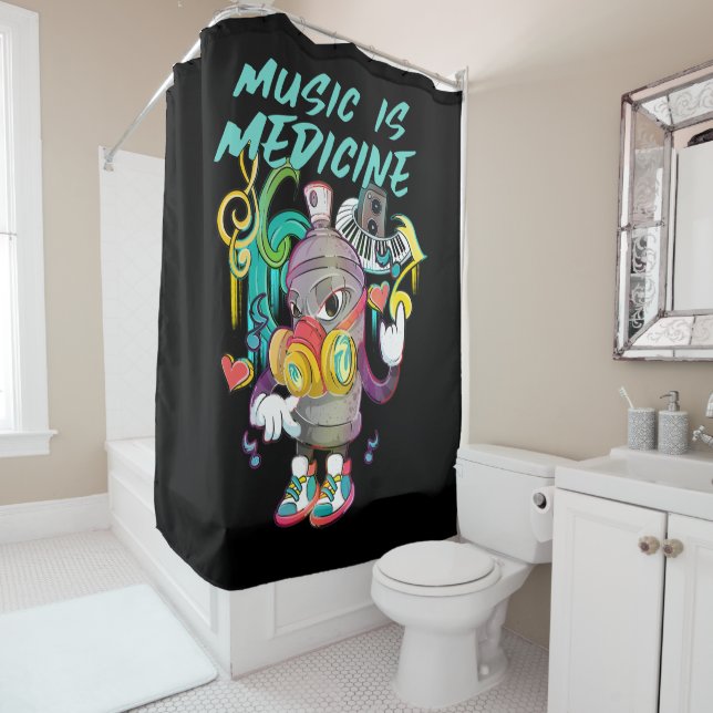 Urban Music is Medicine Graffiti Shower Curtain (In Situ)