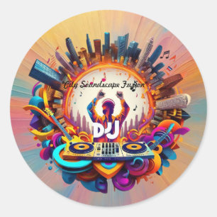 "Urban Music Visualisation" Classic Round Sticker